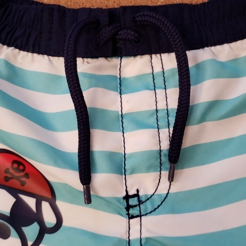 𝅺old Navy Pirate Bulldog Striped Swim Trunks